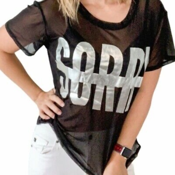 Emma & Sam Sorry Mesh Metallic Tee Xtra Small - Picture 1 of 6